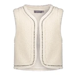Truien & Vesten*Geisha Fashion Geisha Girls Teddy Gilet Met Broderie 45553K-19 off-white