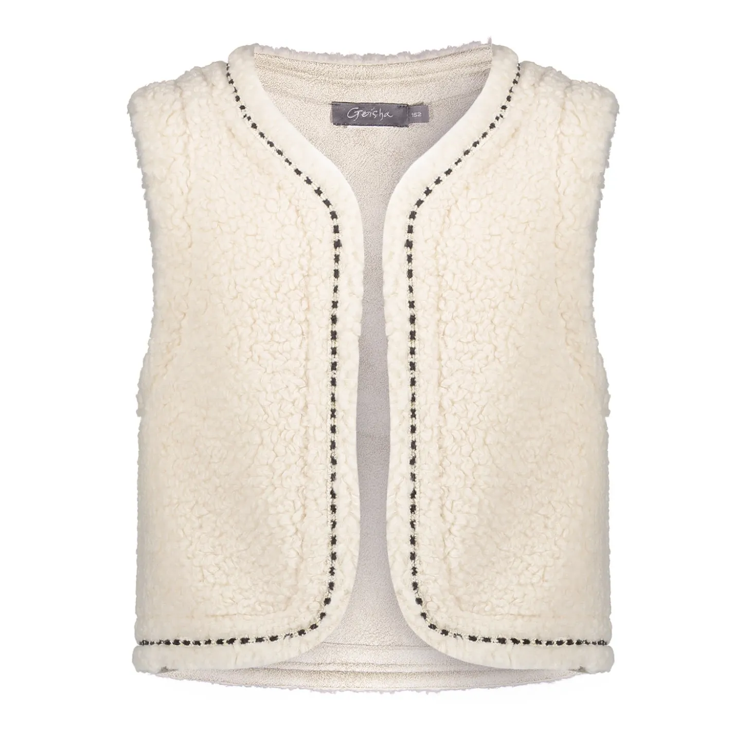 Truien & Vesten*Geisha Fashion Geisha Girls Teddy Gilet Met Broderie 45553K-19 off-white