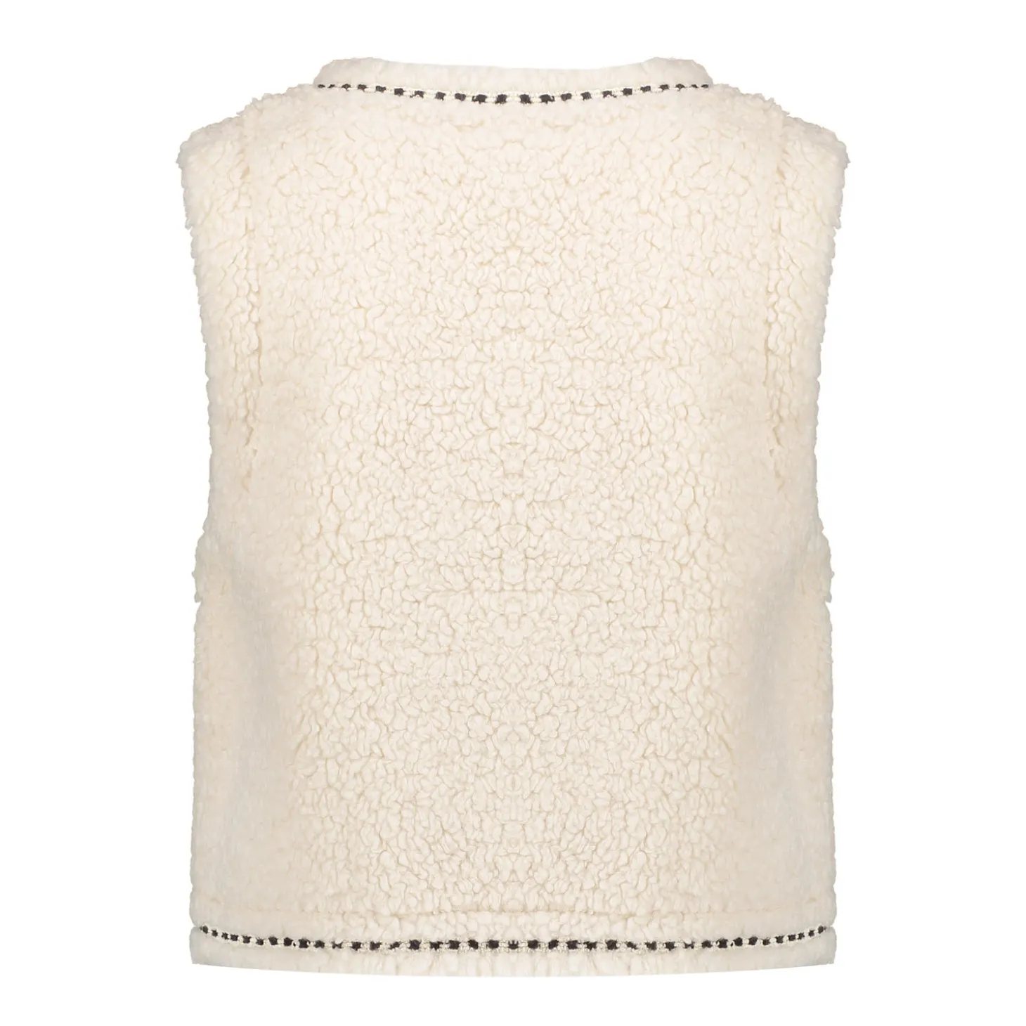 Truien & Vesten*Geisha Fashion Geisha Girls Teddy Gilet Met Broderie 45553K-19 off-white