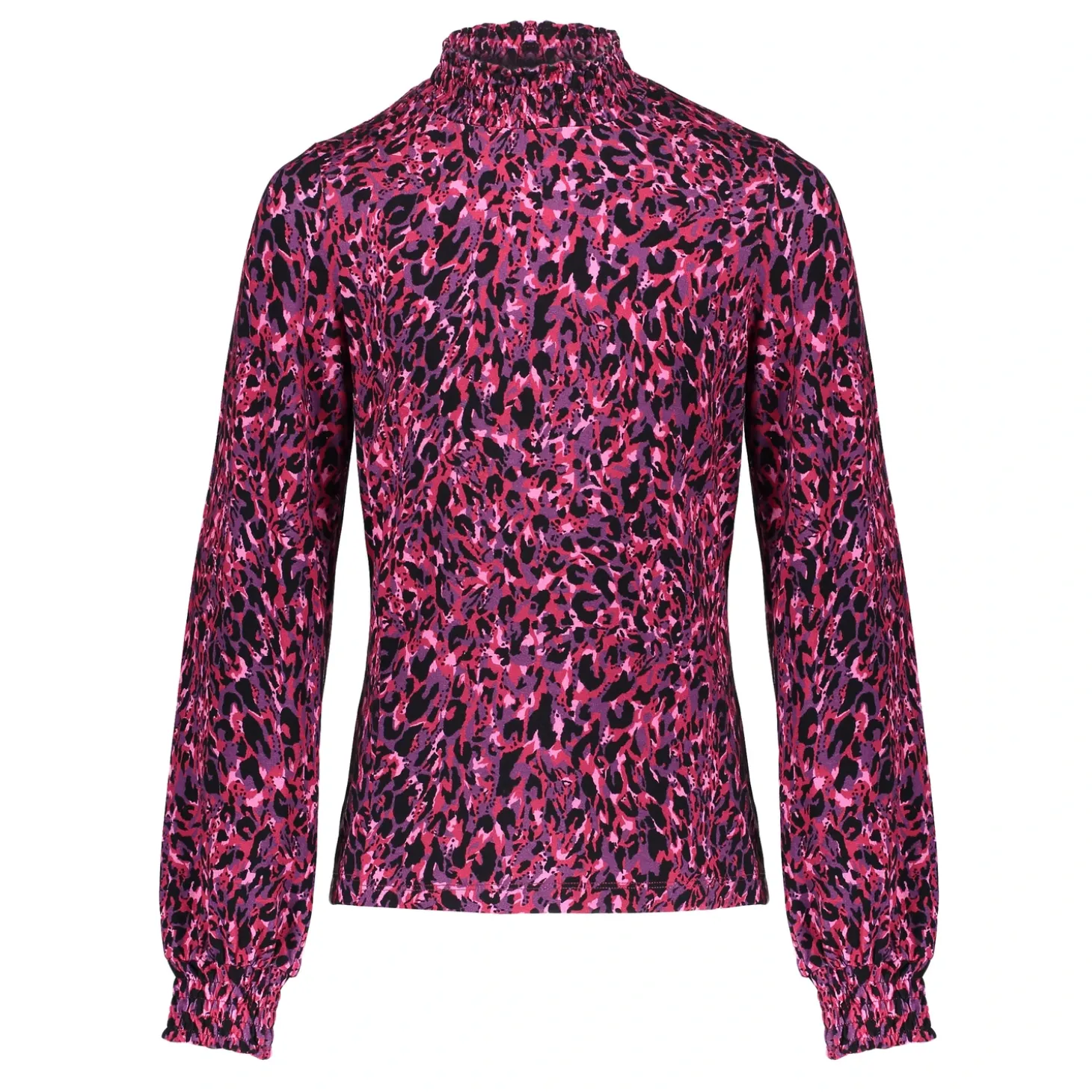Tops & T-shirts*Geisha Fashion Geisha Girls Top Met Panterprint 42539K-60 zwart