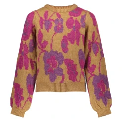 Truien & Vesten*Geisha Fashion Geisha Girls Trui Met Geborduurde Bloemenprint 44592K-43 sand
