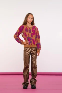 Truien & Vesten*Geisha Fashion Geisha Girls Trui Met Geborduurde Bloemenprint 44592K-43 sand
